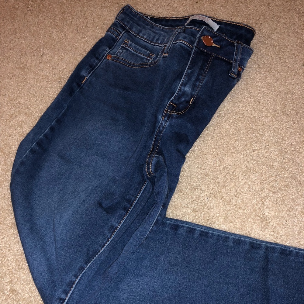 Dark blue wash skinny jeans